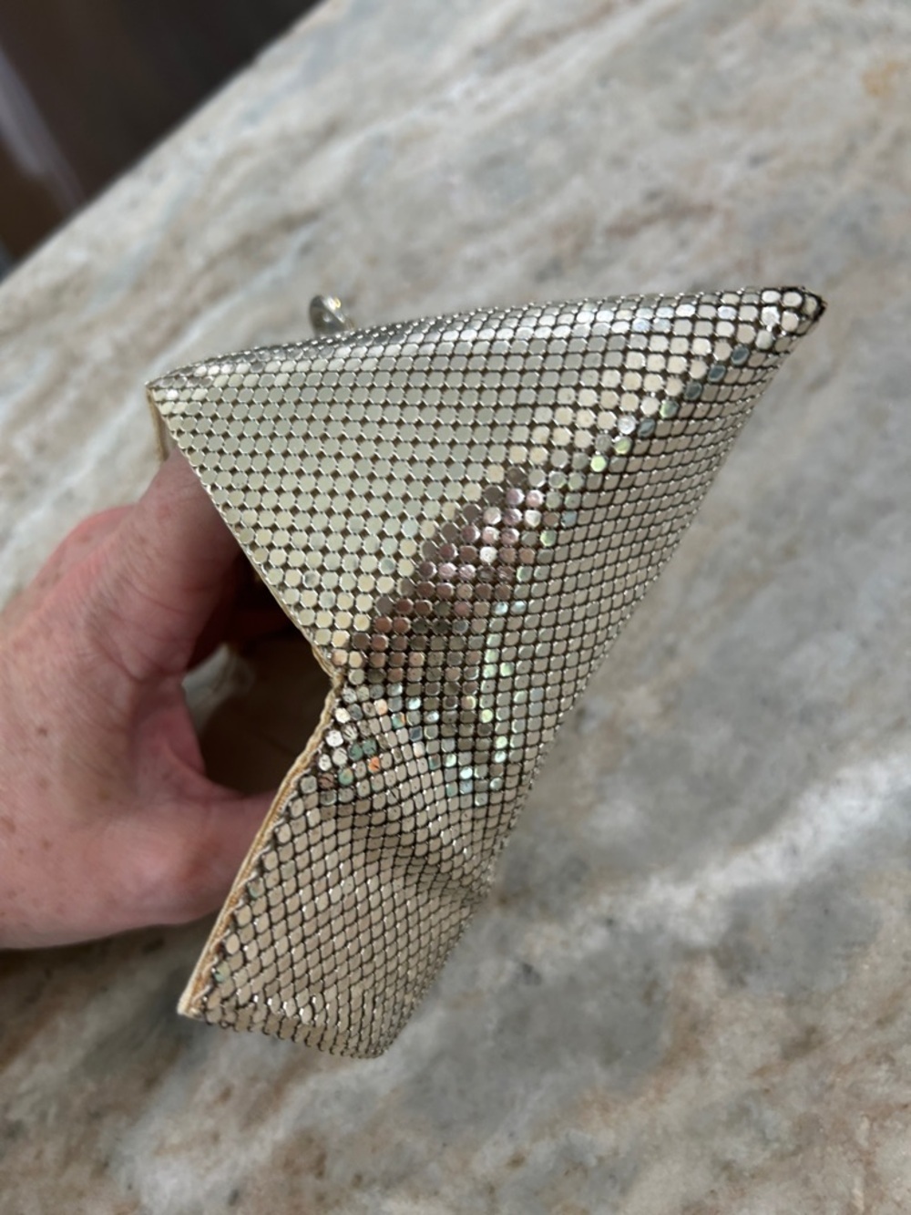 Vintage Whiting & Davis Silver Mesh Evening Bag Silver w/cubic zirconia closure - Picture 11 of 16